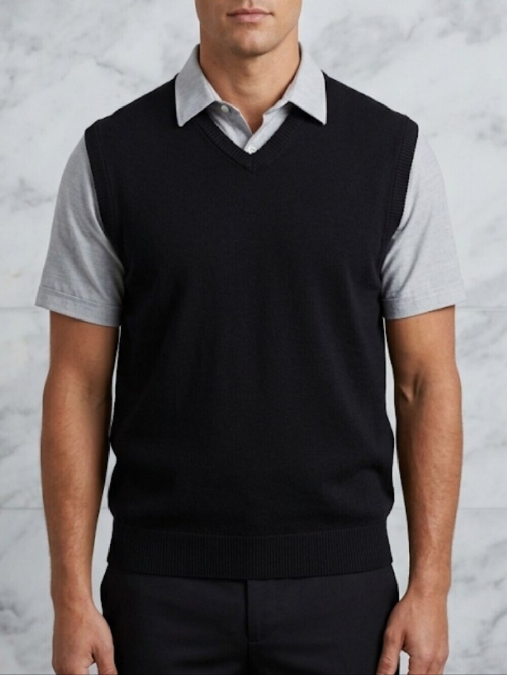 100% Extra Fine Merino Wool Pronto Uomo Mens Sweater Vest XL Black